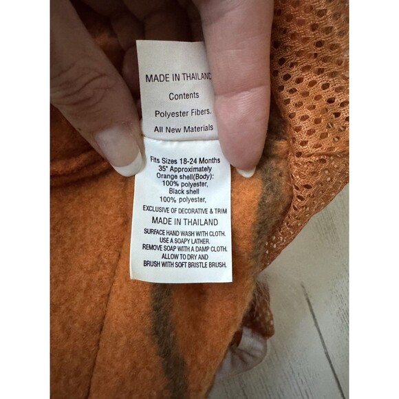 Plush Tiger Costume Sz 18-24 Mth, One Piece Zip-Up, With Hood & Tail - Picture 9 of 11